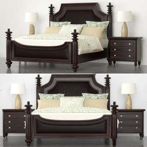 美式双人床3D模型下载